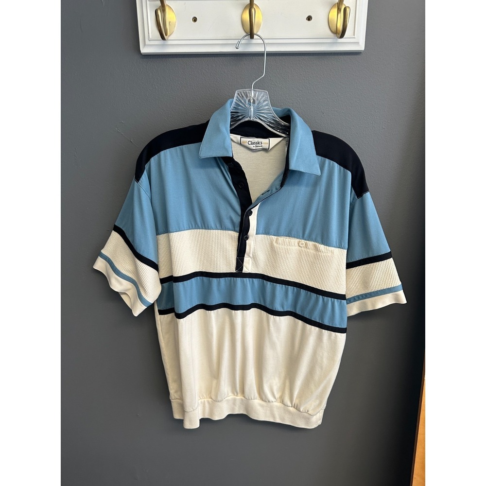 Vintage Classics By Palmland Mens‎ M Short Sleeve Polo Banded Waist 70s Collar